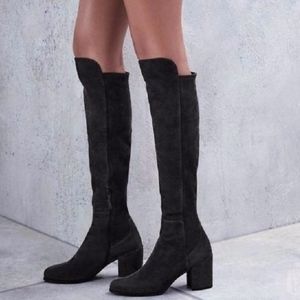 Stuart Weizman alljack black suede knee high boots